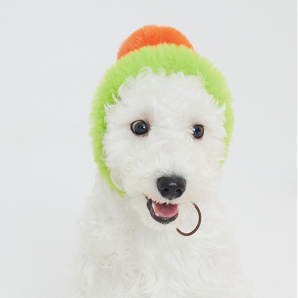 Purple+Green Faux Fur Dog Hat Multicolor