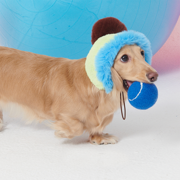 Blue+Green Faux Fur Dog Hat Multicolor
