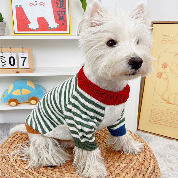 Dog Clothes Christmas Sweater Stripe