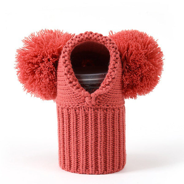 Red Pom Beanie Knitted Dog Hat