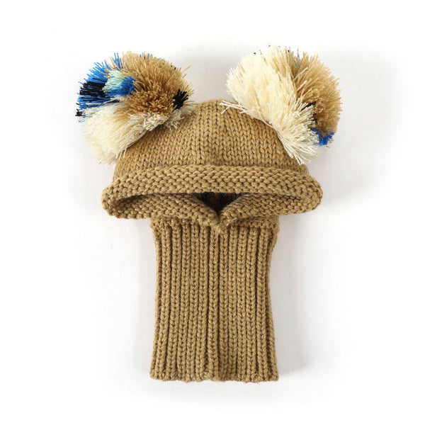 Brown Pom Beanie Knitted Small Dog Hat