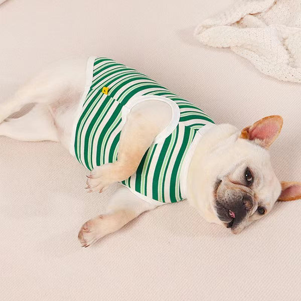 Stripe Sleeveless Tank Top T Shirt Bulldog Dog Clothes